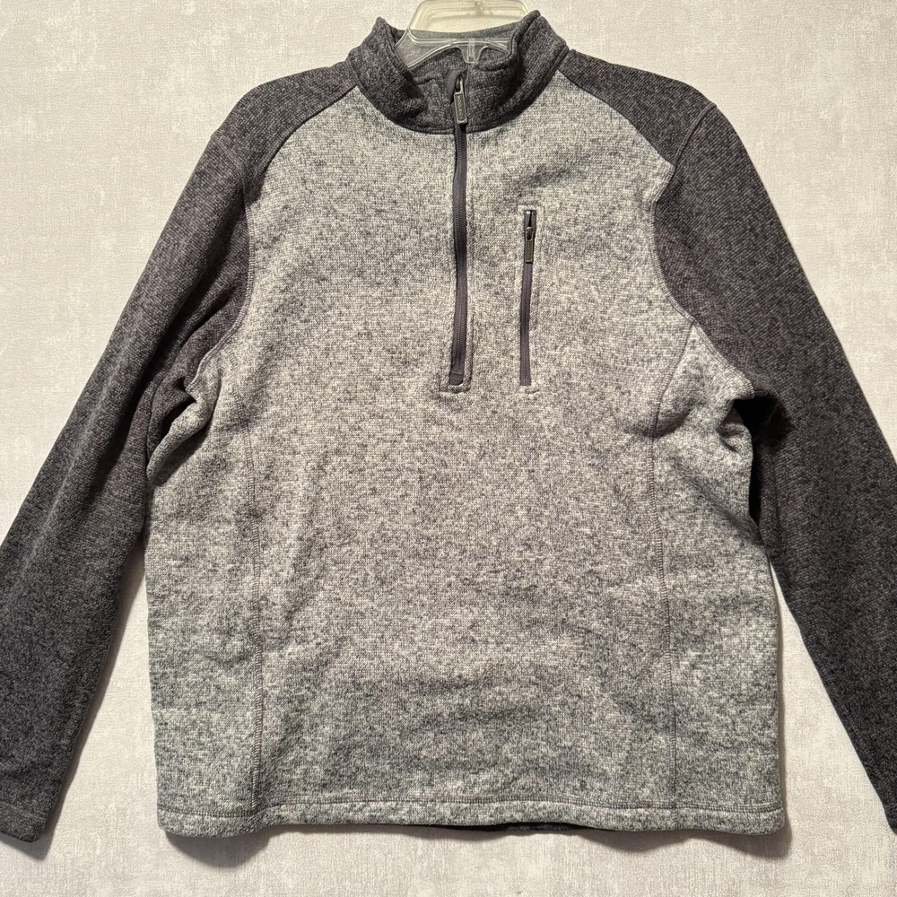 Woolrich Pullover Mens XL Gray Quarter Zip‎ Sweater Fleece Chest Pocket Raglan
